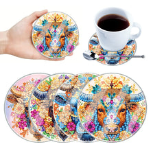 Load image into Gallery viewer, 4Pcs Acrylic Special Shape Bull Head DIY Waterproof Diamond Painting Coaster
