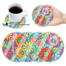 Load image into Gallery viewer, 4Pcs Acrylic Special Shape Flower DIY Waterproof Diamond Painting Coaster

