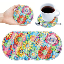 Load image into Gallery viewer, 4Pcs Acrylic Special Shape Flower DIY Waterproof Diamond Painting Coaster
