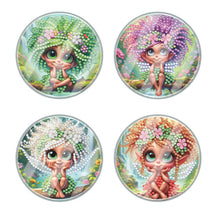 Load image into Gallery viewer, 4Pcs Acrylic Special Shape Girl DIY Waterproof Diamond Painting Coaster
