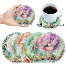 Load image into Gallery viewer, 4Pcs Acrylic Special Shape Girl DIY Waterproof Diamond Painting Coaster
