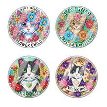 Load image into Gallery viewer, 4Pcs Acrylic Special Shape Kitten DIY Waterproof Diamond Painting Coaster
