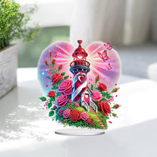 Load image into Gallery viewer, Acrylic Special Shape Rose Lighthouse Diamond Painting Desktop Ornaments
