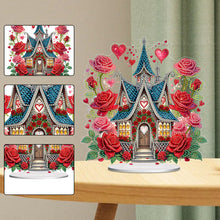 Load image into Gallery viewer, Acrylic Special Shape Rose Cottage Diamond Painting Desktop Ornaments
