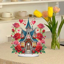 Load image into Gallery viewer, Acrylic Special Shape Rose Cottage Diamond Painting Desktop Ornaments
