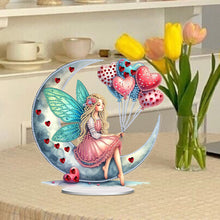 Load image into Gallery viewer, Acrylic Special Shape Girl On The Moon Diamond Painting Desktop Ornaments
