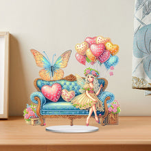 Load image into Gallery viewer, Acrylic Special Shape Elf Girl On The Sofa Diamond Painting Desktop Ornaments
