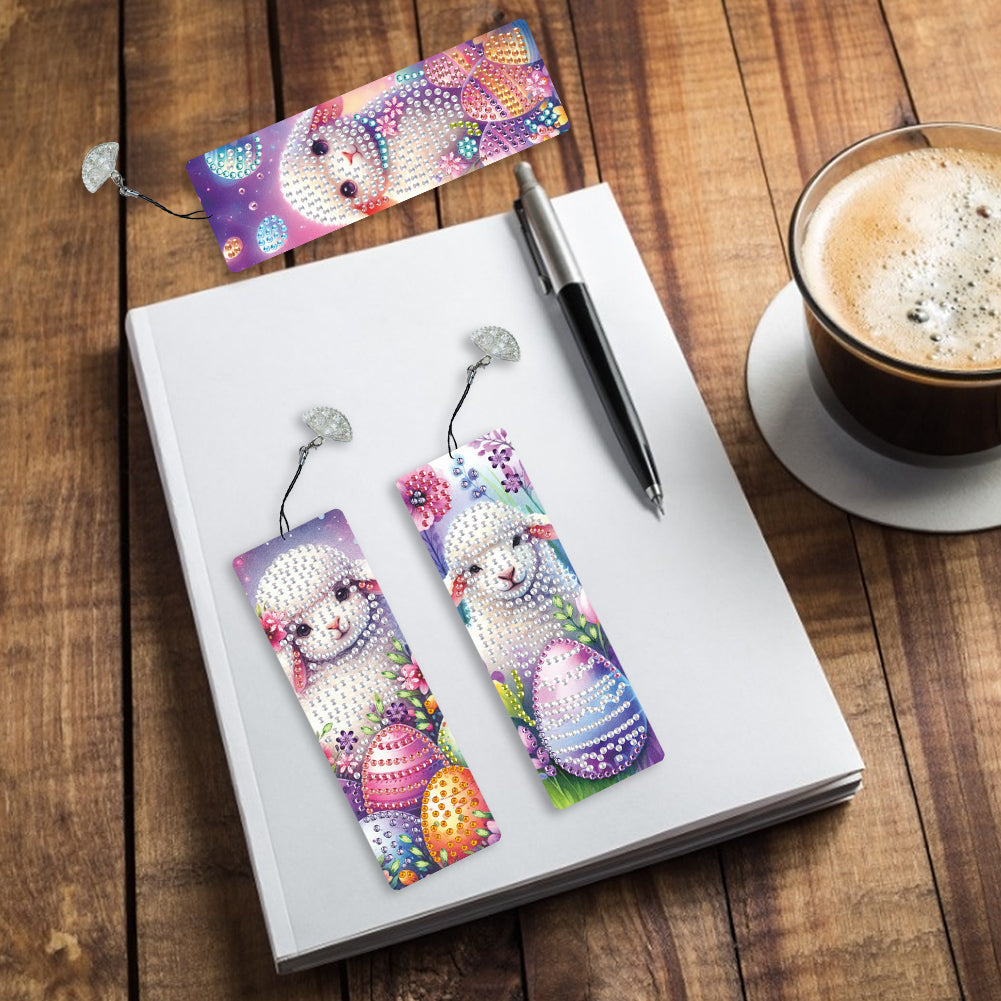 3Pcs Special Shape Easter Sheep 5D DIY Diamond Painting Bookmark Making Kit