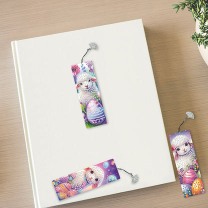 3Pcs Special Shape Easter Sheep 5D DIY Diamond Painting Bookmark Making Kit