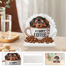 Load image into Gallery viewer, Acrylic Coffee Cup Puppy Diamond Painting Napkin Rack Decor for Home Office
