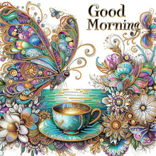 Load image into Gallery viewer, Diamond Painting - Partial Special Shaped - Butterfly Coffee (40*40CM)
