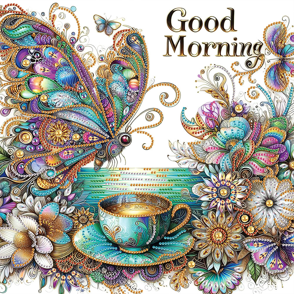 Diamond Painting - Partial Special Shaped - Butterfly Coffee (40*40CM)