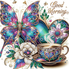 Load image into Gallery viewer, Diamond Painting - Partial Special Shaped - Butterfly Coffee (40*40CM)
