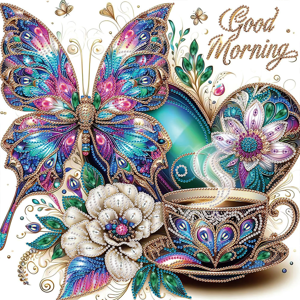 Diamond Painting - Partial Special Shaped - Butterfly Coffee (40*40CM)