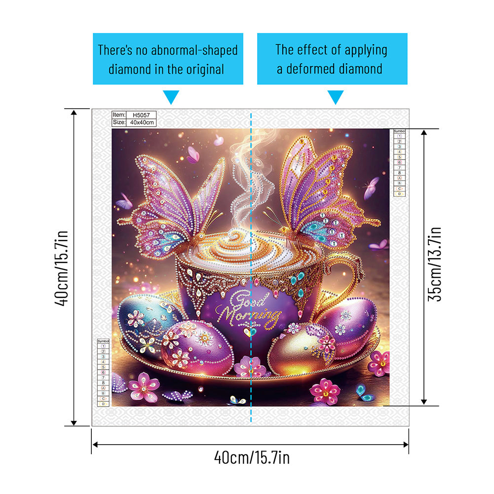 Diamond Painting - Partial Special Shaped - Butterfly Coffee (40*40CM)