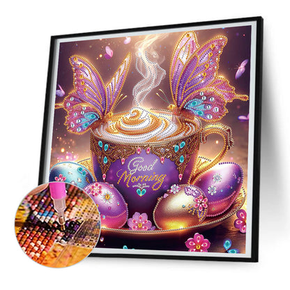 Diamond Painting - Partial Special Shaped - Butterfly Coffee (40*40CM)