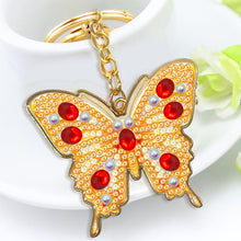 Load image into Gallery viewer, Metal Double Sided Special Shaped Golden Butterfly Diamond Art Keyring DIY Craft

