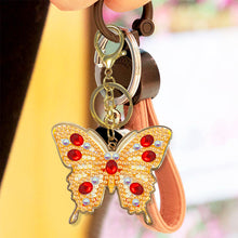 Load image into Gallery viewer, Metal Double Sided Special Shaped Golden Butterfly Diamond Art Keyring DIY Craft
