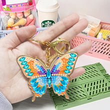 Load image into Gallery viewer, Metal Double Sided Special Shaped Golden Butterfly Diamond Art Keyring DIY Craft
