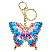 Load image into Gallery viewer, Metal Double Sided Special Shaped Golden Butterfly Diamond Art Keyring DIY Craft
