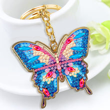 Load image into Gallery viewer, Metal Double Sided Special Shaped Golden Butterfly Diamond Art Keyring DIY Craft
