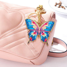Load image into Gallery viewer, Metal Double Sided Special Shaped Golden Butterfly Diamond Art Keyring DIY Craft
