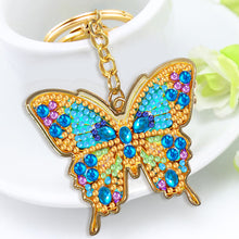 Load image into Gallery viewer, Metal Double Sided Special Shaped Golden Butterfly Diamond Art Keyring DIY Craft
