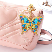 Load image into Gallery viewer, Metal Double Sided Special Shaped Golden Butterfly Diamond Art Keyring DIY Craft
