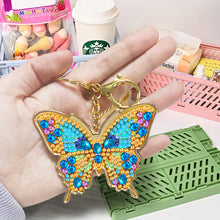 Load image into Gallery viewer, Metal Double Sided Special Shaped Golden Butterfly Diamond Art Keyring DIY Craft
