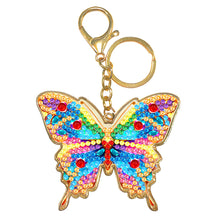 Load image into Gallery viewer, Metal Double Sided Special Shaped Golden Butterfly Diamond Art Keyring DIY Craft
