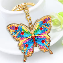 Load image into Gallery viewer, Metal Double Sided Special Shaped Golden Butterfly Diamond Art Keyring DIY Craft
