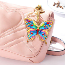Load image into Gallery viewer, Metal Double Sided Special Shaped Golden Butterfly Diamond Art Keyring DIY Craft
