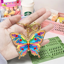 Load image into Gallery viewer, Metal Double Sided Special Shaped Golden Butterfly Diamond Art Keyring DIY Craft
