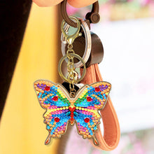 Load image into Gallery viewer, Metal Double Sided Special Shaped Golden Butterfly Diamond Art Keyring DIY Craft
