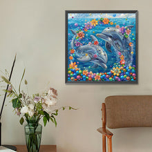 Load image into Gallery viewer, Diamond Painting - Full Round - Wreath Dolphin (30*30CM)

