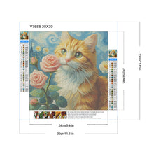 Load image into Gallery viewer, Diamond Painting - Full Round - Rose Orange Cat (30*30CM)
