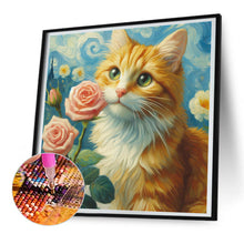 Load image into Gallery viewer, Diamond Painting - Full Round - Rose Orange Cat (30*30CM)

