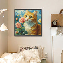 Load image into Gallery viewer, Diamond Painting - Full Round - Rose Orange Cat (30*30CM)
