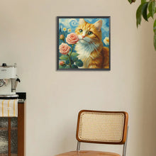 Load image into Gallery viewer, Diamond Painting - Full Round - Rose Orange Cat (30*30CM)
