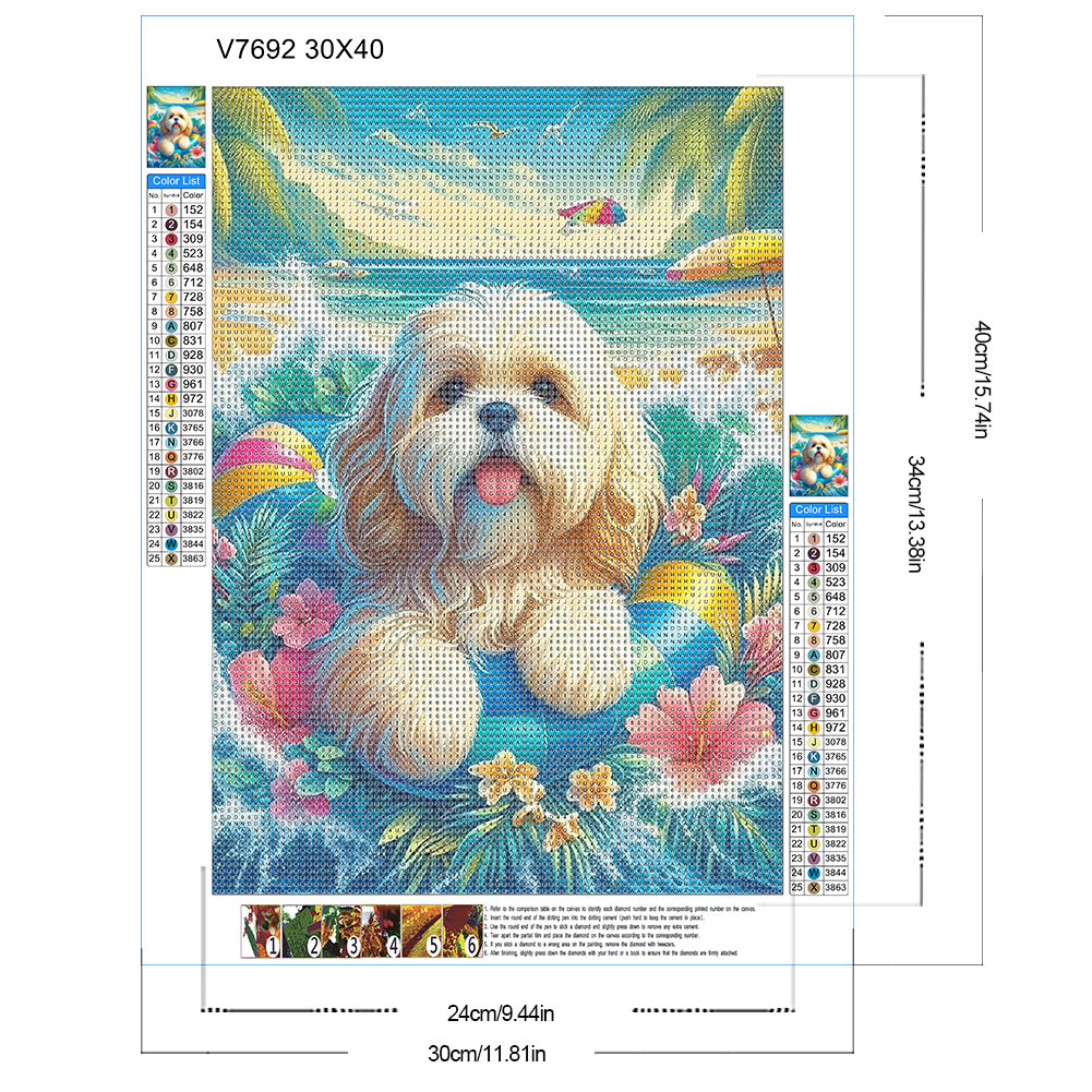 Diamond Painting - Full Round - Beach Dog (30*40CM)