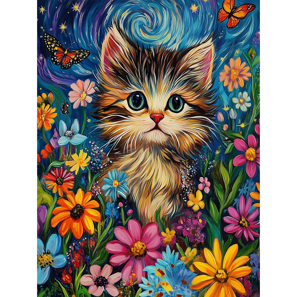 Diamond Painting - Full Round - Flower Cat (30*40CM)