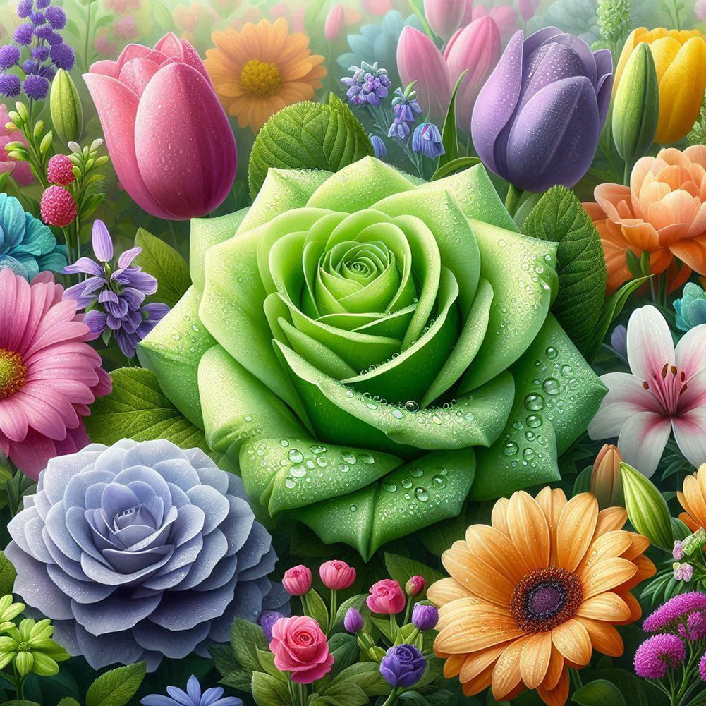 Diamond Painting - Full Round - Tulip Rose Sunflower (40*40CM)