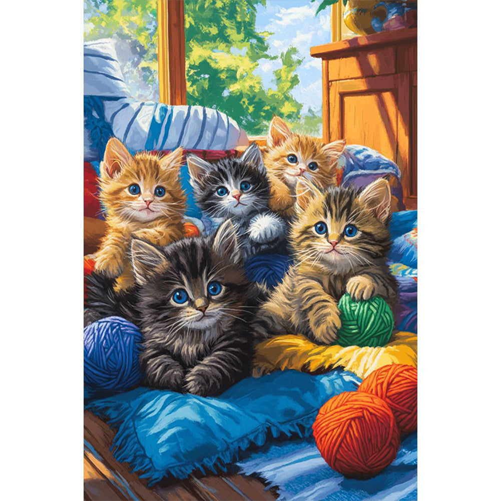 Diamond Painting - Full Round - Five cats (40*60CM)