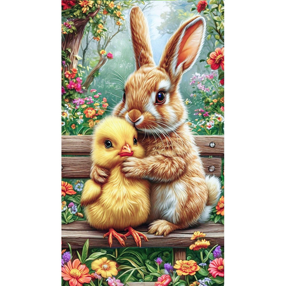 Diamond Painting - Full Round - Chicken rabbit animal series (40*70CM)