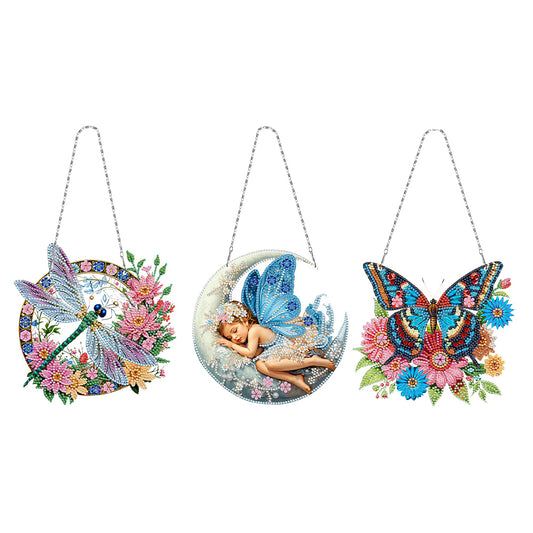 3Pcs Acrylic Butterfly Dragonfly Fairy Diamond Painting Ornaments for Art Crafts