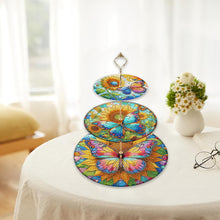 Load image into Gallery viewer, 3 Tier Acrylic Butterfly Sunflower 5D DIY Diamond Painting Serving Tray for Home
