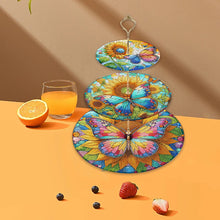 Load image into Gallery viewer, 3 Tier Acrylic Butterfly Sunflower 5D DIY Diamond Painting Serving Tray for Home
