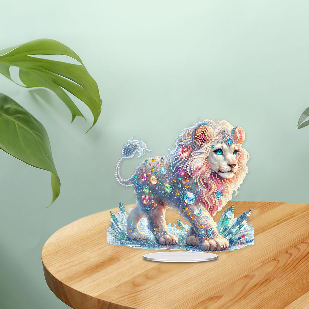 Acrylic Special Shaped Lion Diamond Painting Desktop Decorations for Beginner