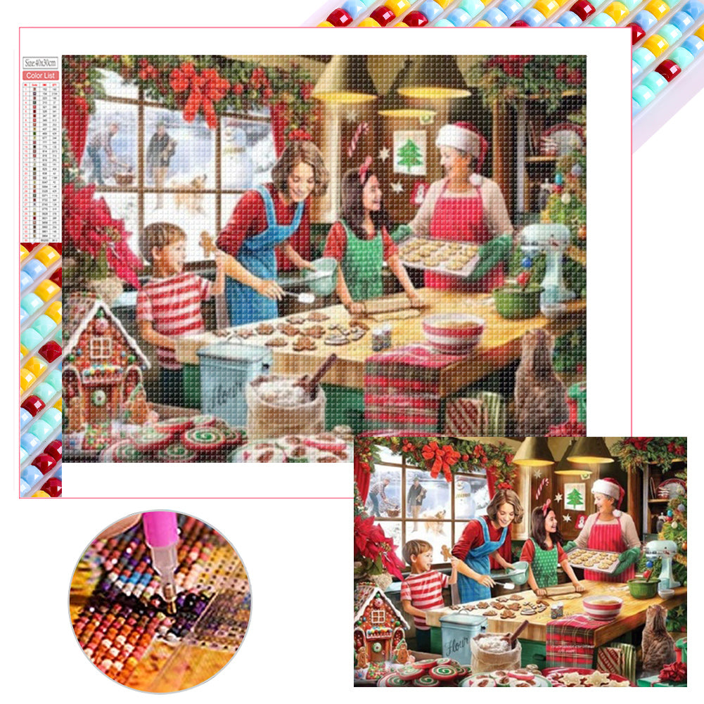 Diamond Painting - Full Square - Christmas family baking (40*30CM)