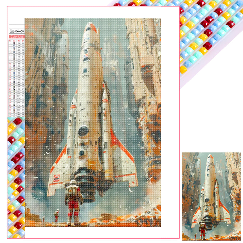 Diamond Painting - Full Square - Space rocket lighthouse (40*60CM)